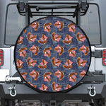 Denim American Eagle Pattern Print Leather Spare Tire Cover
