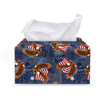 Denim American Eagle Pattern Print Leather Tissue Box Cover