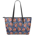 Denim American Eagle Pattern Print Leather Tote Bag With Zipper