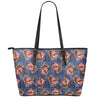 Denim American Eagle Pattern Print Leather Tote Bag