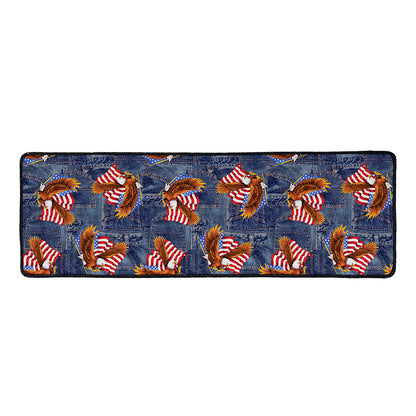 Denim American Eagle Pattern Print Long Kitchen Mat