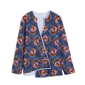 Denim American Eagle Pattern Print Long Sleeve Short Coat