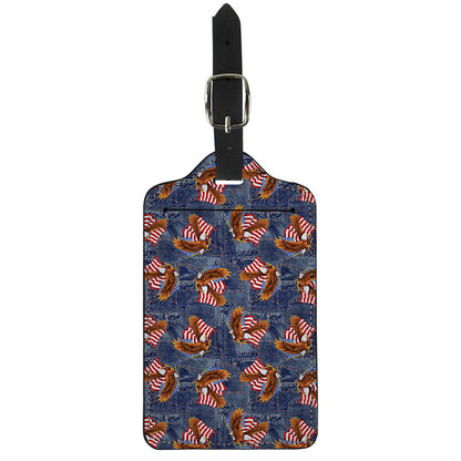 Denim American Eagle Pattern Print Luggage Tag