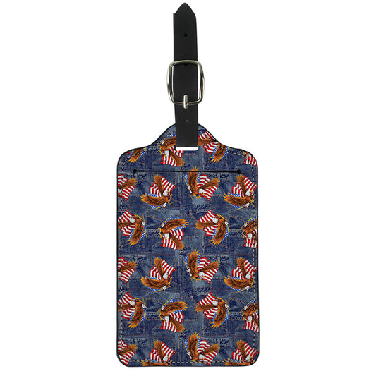 Denim American Eagle Pattern Print Luggage Tag