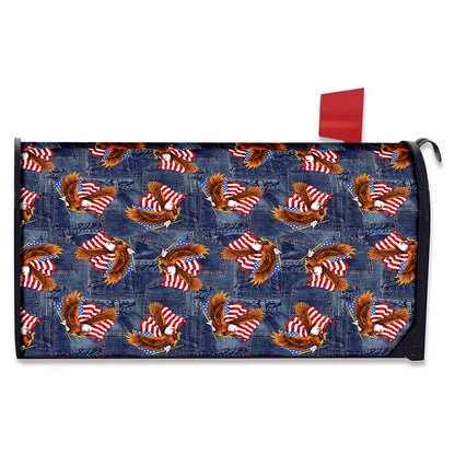 Denim American Eagle Pattern Print Mailbox Cover