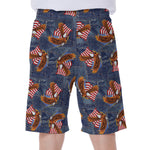 Denim American Eagle Pattern Print Men's Beach Shorts