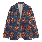 Denim American Eagle Pattern Print Men's Blazer