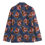 Denim American Eagle Pattern Print Men's Blazer