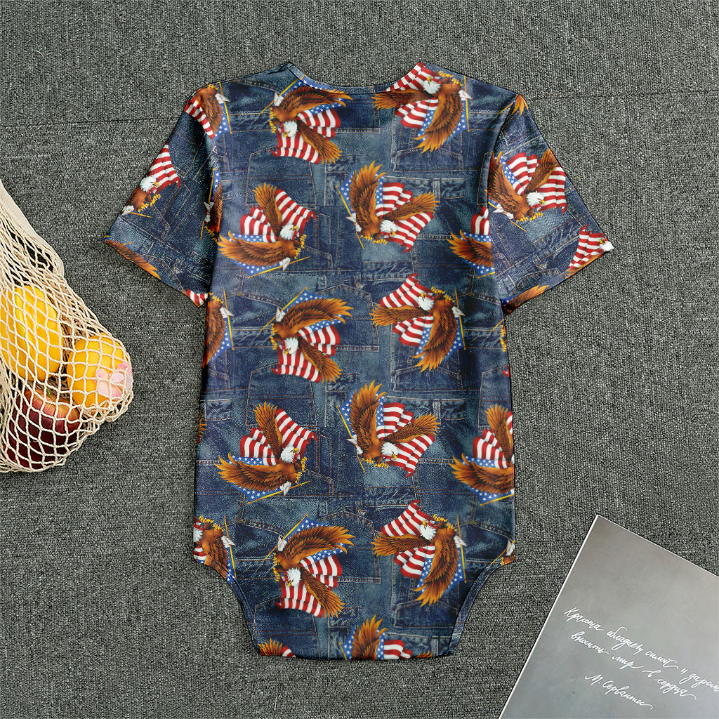 Denim American Eagle Pattern Print Men's Bodysuit
