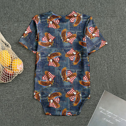 Denim American Eagle Pattern Print Men's Bodysuit