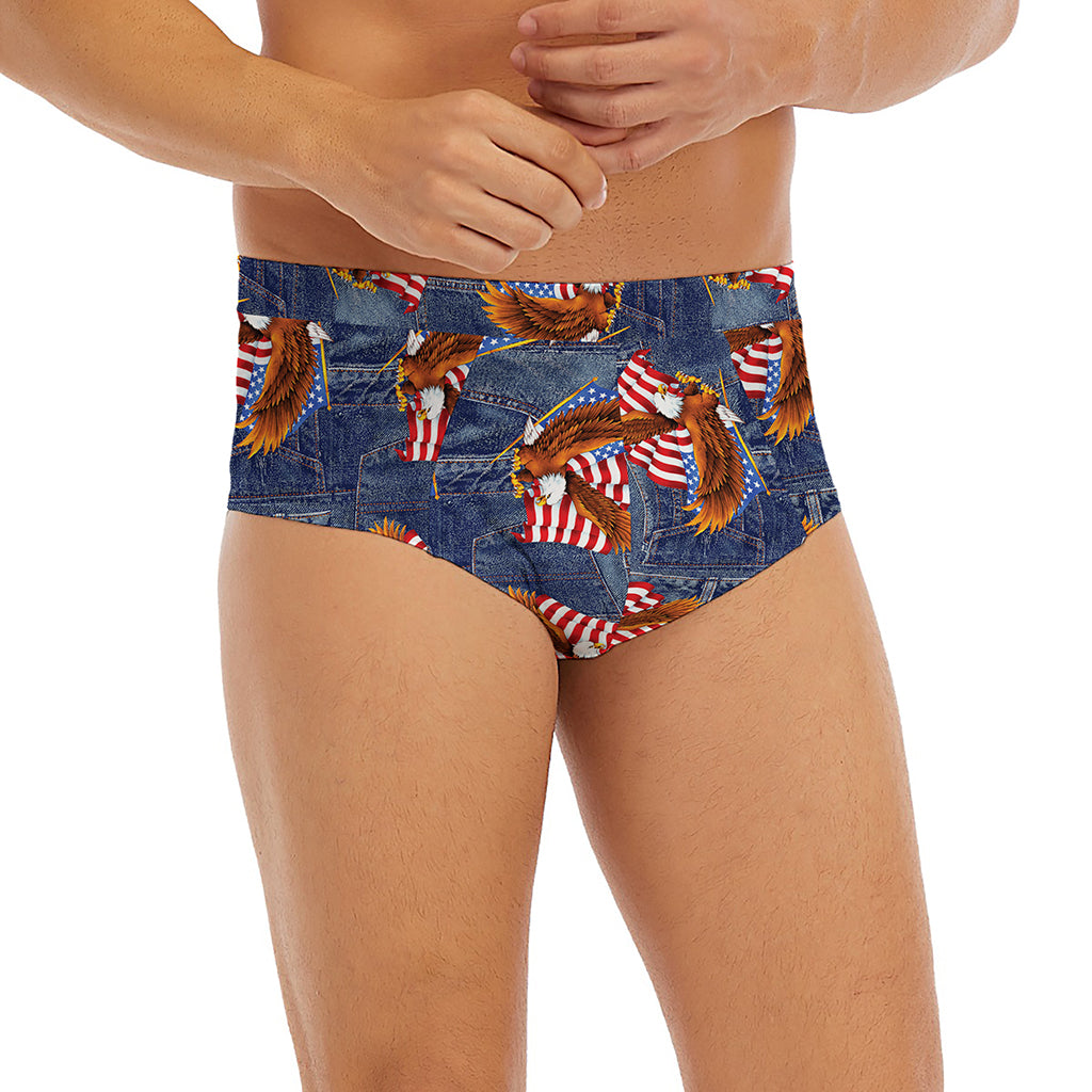 Denim American Eagle Pattern Print Men's Briefs