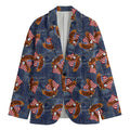 Denim American Eagle Pattern Print Men's Cotton Blazer