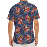 Denim American Eagle Pattern Print Men's Deep V-Neck Shirt