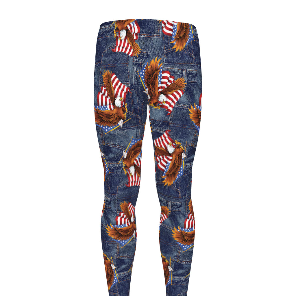 Denim American Eagle Pattern Print Men's leggings