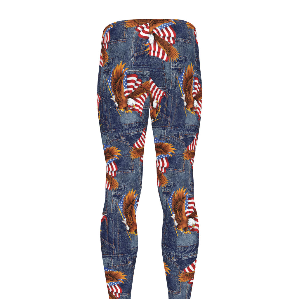 Denim American Eagle Pattern Print Men's leggings