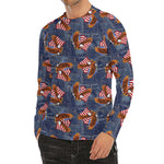 Denim American Eagle Pattern Print Men's Long Sleeve Rash Guard