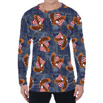 Denim American Eagle Pattern Print Men's Long Sleeve T-Shirt