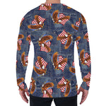 Denim American Eagle Pattern Print Men's Long Sleeve T-Shirt
