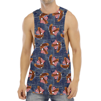Denim American Eagle Pattern Print Men's Muscle Tank Top