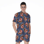 Denim American Eagle Pattern Print Men's Rompers