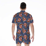 Denim American Eagle Pattern Print Men's Rompers