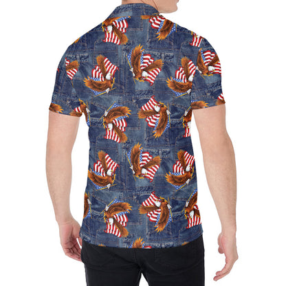 Denim American Eagle Pattern Print Men's Shirt