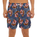 Denim American Eagle Pattern Print Men's Split Running Shorts