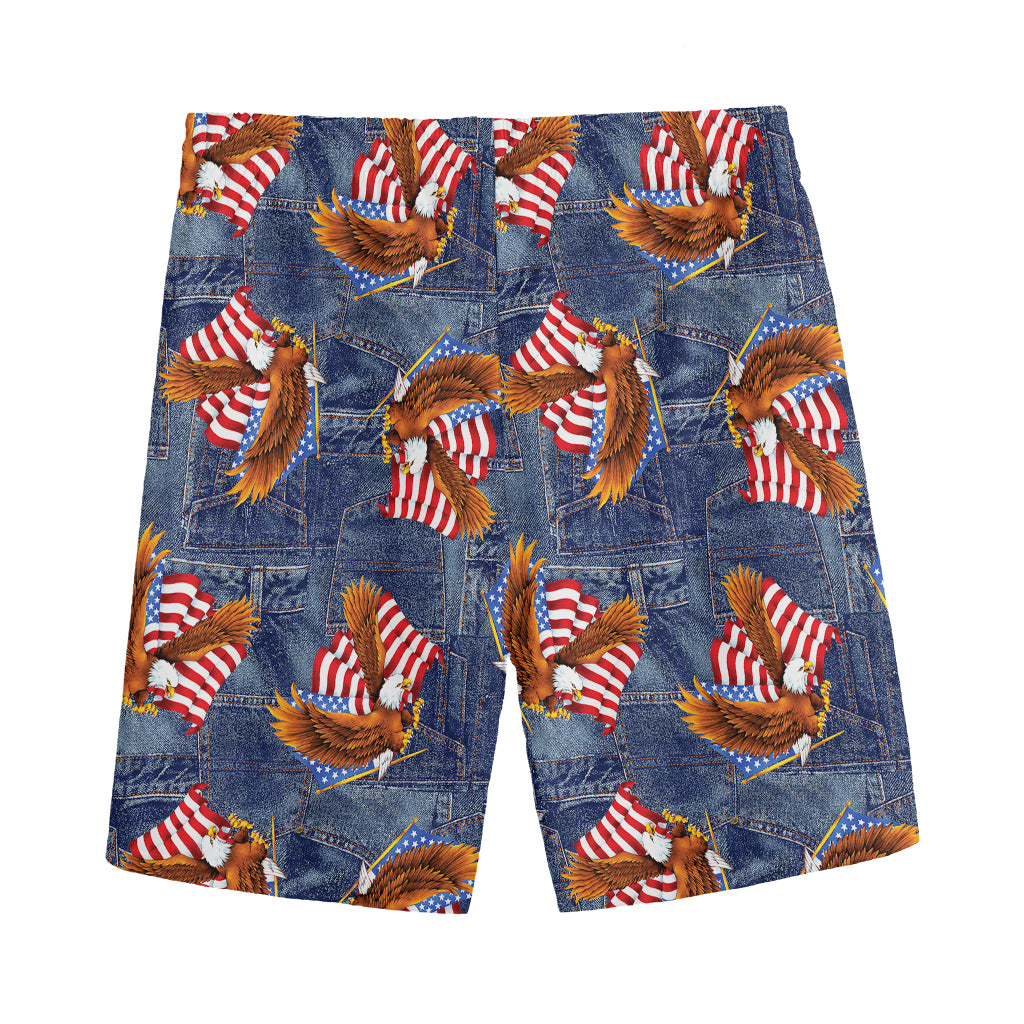 Denim American Eagle Pattern Print Men's Sports Shorts