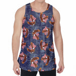 Denim American Eagle Pattern Print Men's Velvet Tank Top