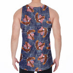 Denim American Eagle Pattern Print Men's Velvet Tank Top