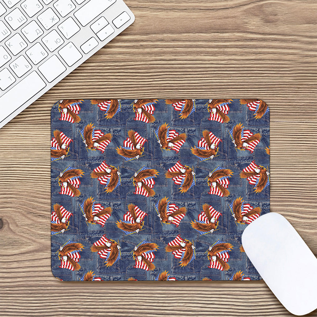 Denim American Eagle Pattern Print Mouse Pad