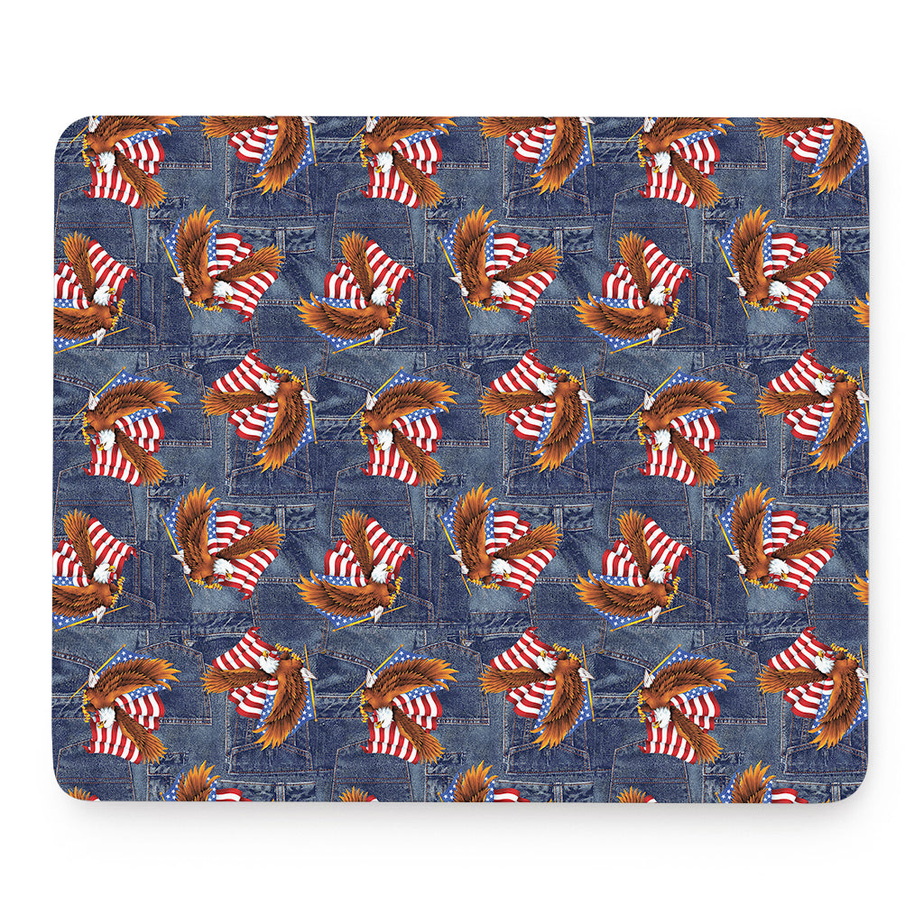 Denim American Eagle Pattern Print Mouse Pad