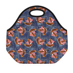Denim American Eagle Pattern Print Neoprene Lunch Bag