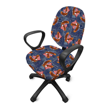 Denim American Eagle Pattern Print Office Chair Cover
