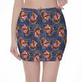 Denim American Eagle Pattern Print Pencil Mini Skirt