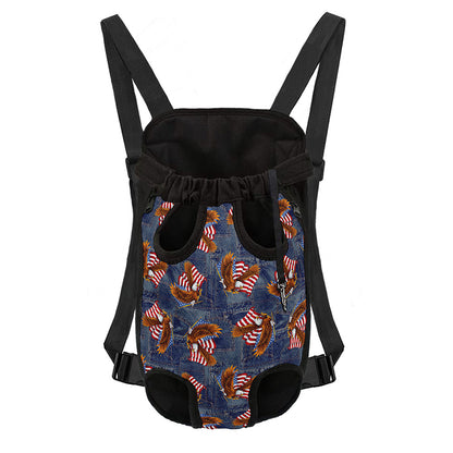 Denim American Eagle Pattern Print Pet Carrier Backpack