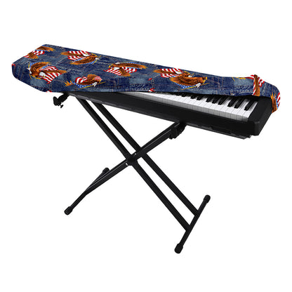 Denim American Eagle Pattern Print Piano Keyboard Cover