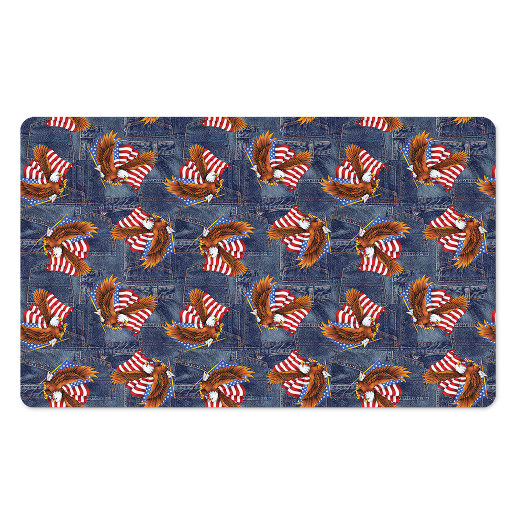 Denim American Eagle Pattern Print Polyester Doormat