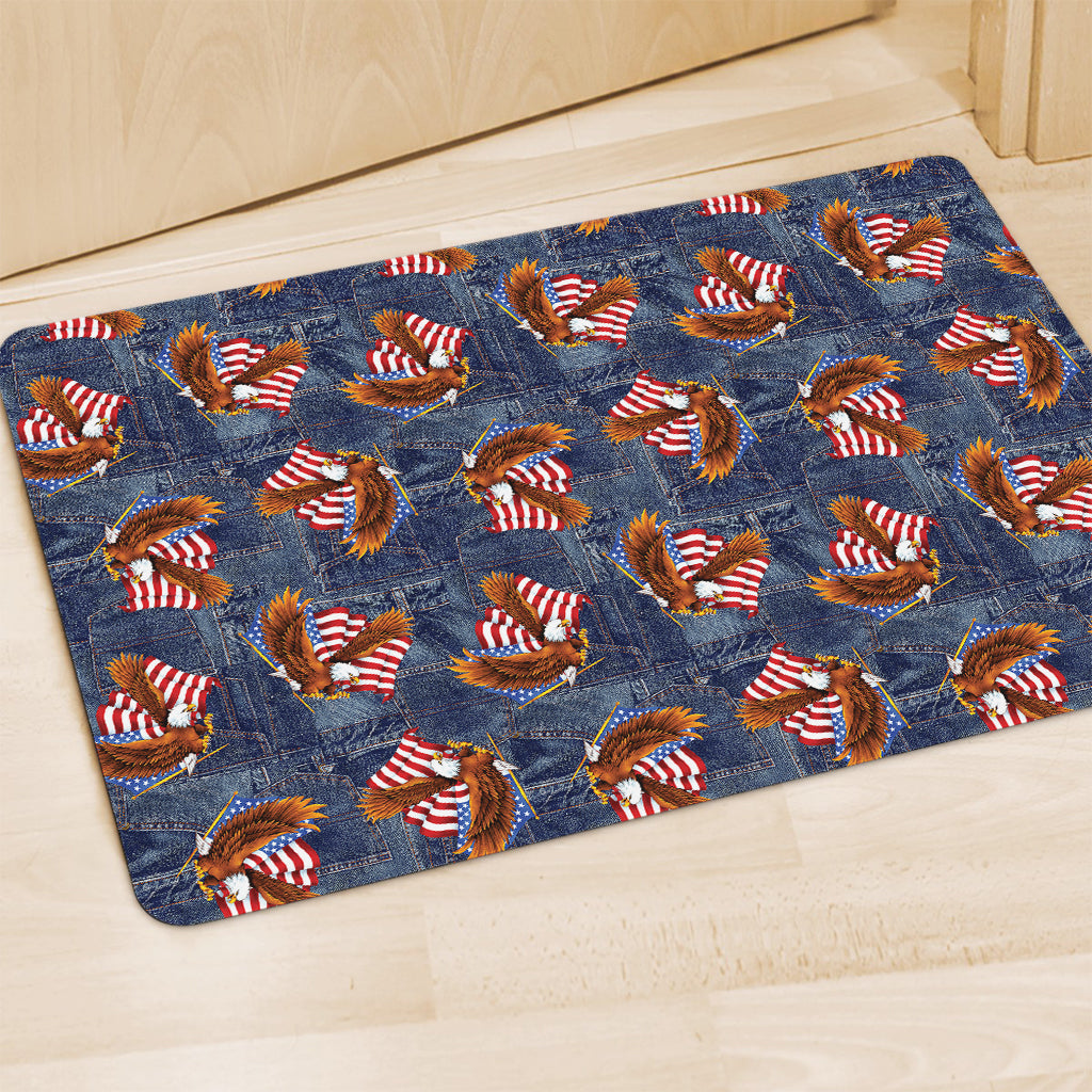 Denim American Eagle Pattern Print Polyester Doormat