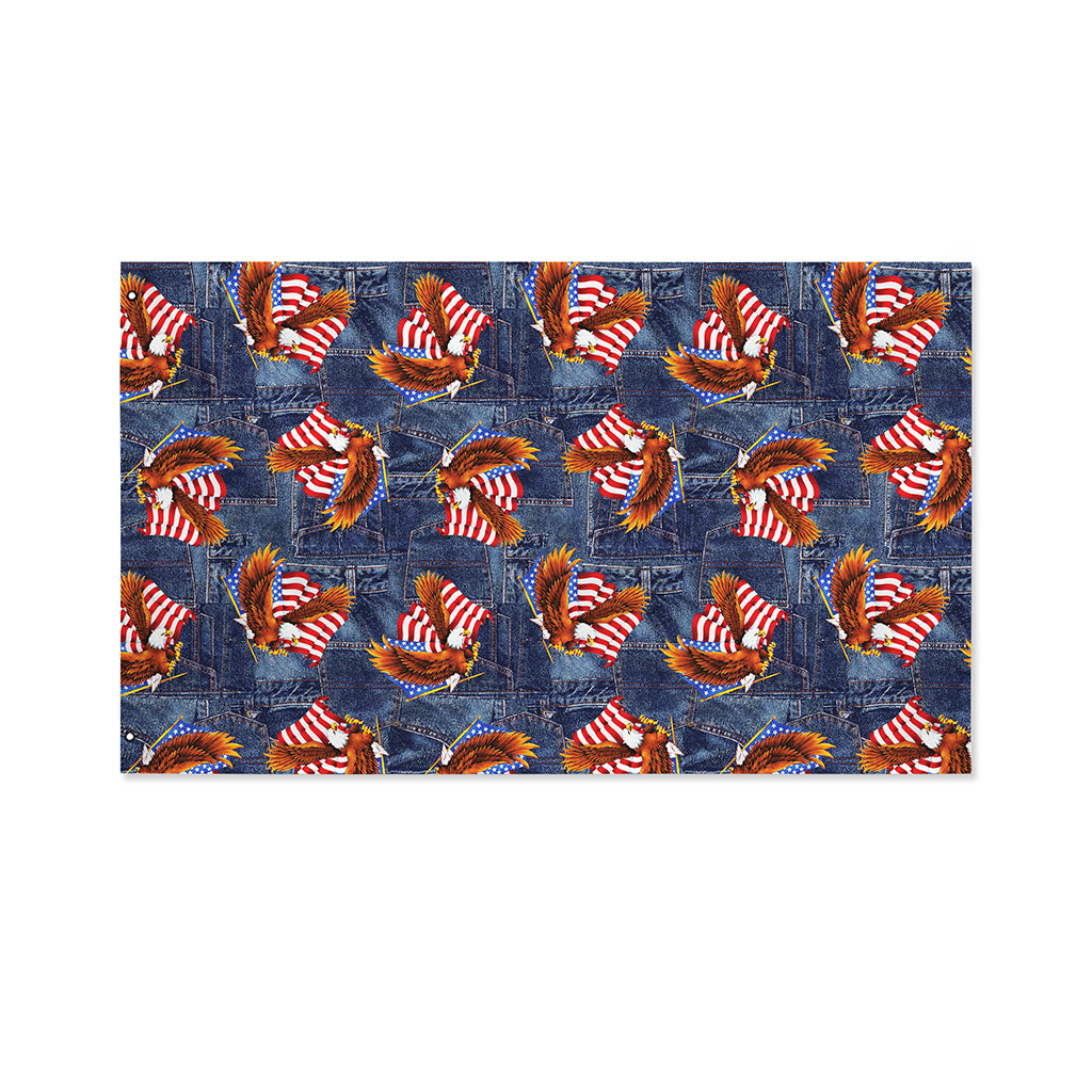 Denim American Eagle Pattern Print Polyester Flag