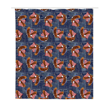 Denim American Eagle Pattern Print Polyester Shower Curtain