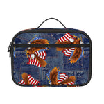 Denim American Eagle Pattern Print Portable Lunch Bag