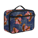 Denim American Eagle Pattern Print Portable Lunch Bag