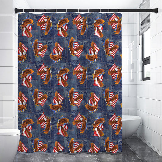 Denim American Eagle Pattern Print Premium Shower Curtain