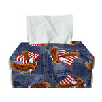 Denim American Eagle Pattern Print Rectangle Tissue Box Cover