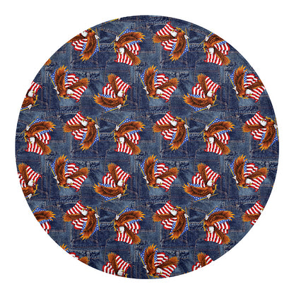 Denim American Eagle Pattern Print Round Blanket