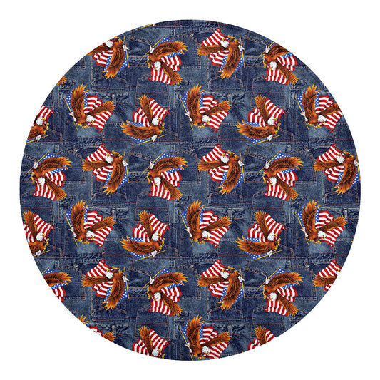 Denim American Eagle Pattern Print Round Blanket