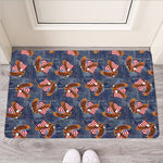 Denim American Eagle Pattern Print Rubber Doormat