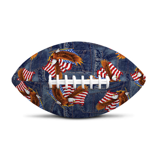 Denim American Eagle Pattern Print Rugby Ball