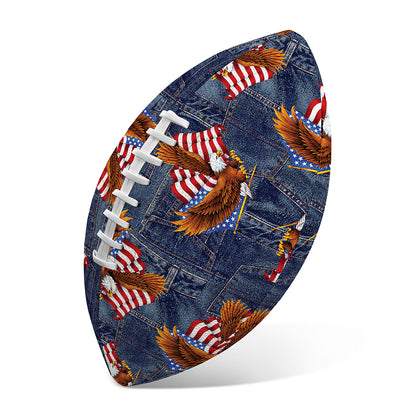 Denim American Eagle Pattern Print Rugby Ball
